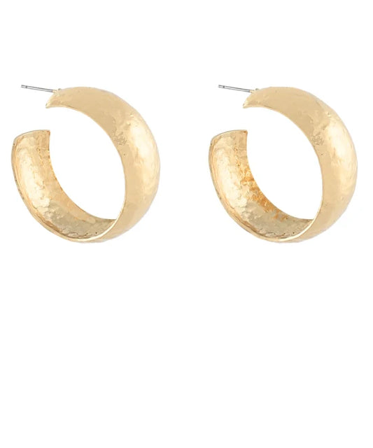 Melton Hammered Hoop Earrings- Gold