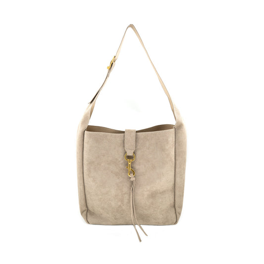 Noa Suede Shoulder Bag- Large Taupe