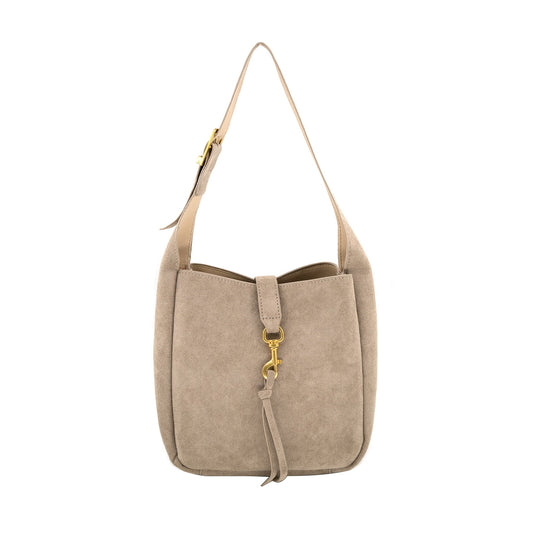 Noa Suede Shoulder Bag- Small Taupe