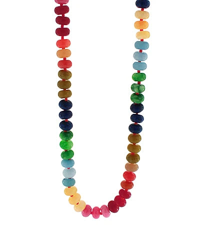 Simon Semi Wide Stone Beaded Necklace- Dark Multi