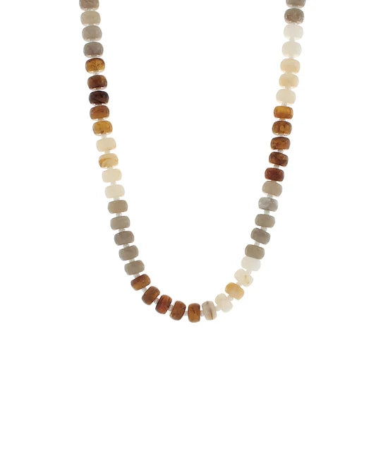 Marble Rondelle Bead Necklace- Brown Multi