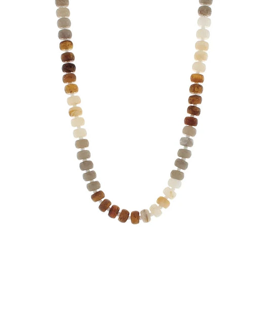 Marble Rondelle Bead Necklace- Brown Multi
