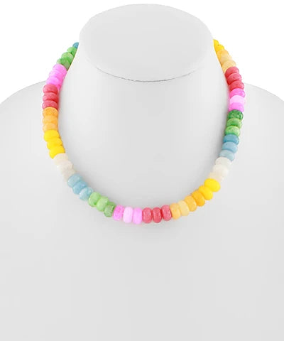 Santi Beads Color Semi Stone Necklace- Light Multi
