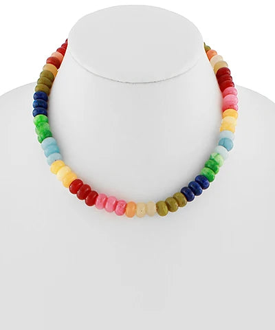 Santi Beads Color Semi Stone Necklace- Multi