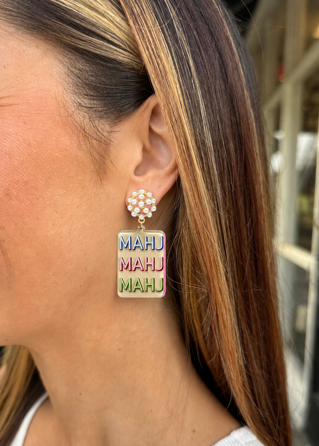 Mahjong Acrylic Earrings