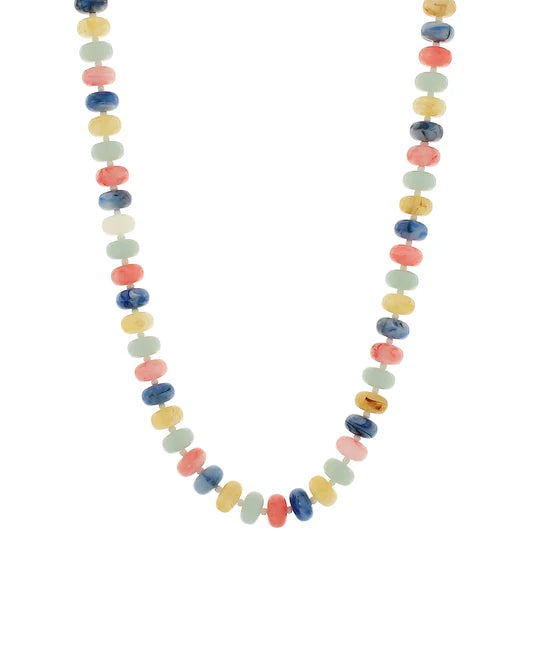Mary Marble Bead Necklace- Multi/Gold