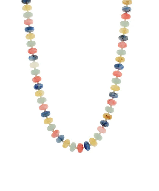 Mary Marble Bead Necklace- Multi/Gold