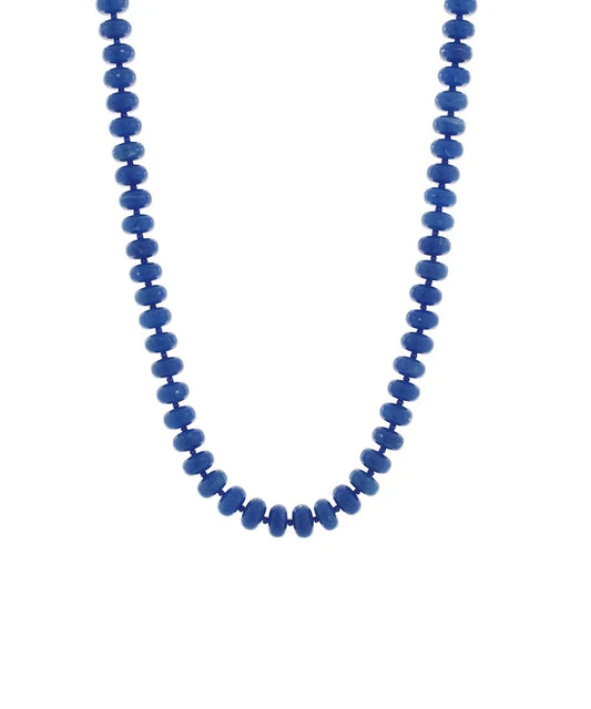 Mary Marble Bead Necklace- Blue/Gold