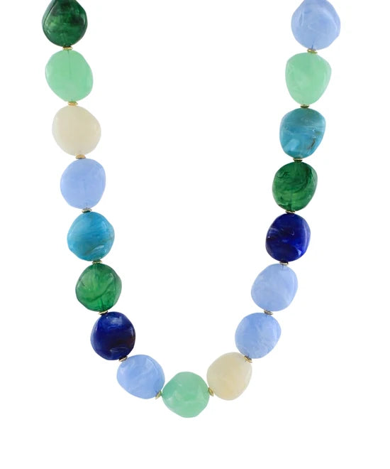 Pille Stone Bead Necklace- Blue Multi