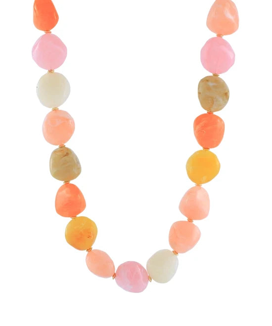 Pille Stone Bead Necklace- Pink Multi