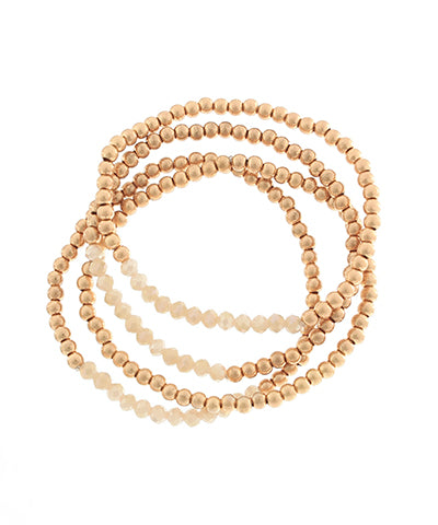 4 Row Glass Bead Bracelet- Natural