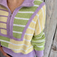Benson Stripe 1/4 Zip Sweater- Pastel
