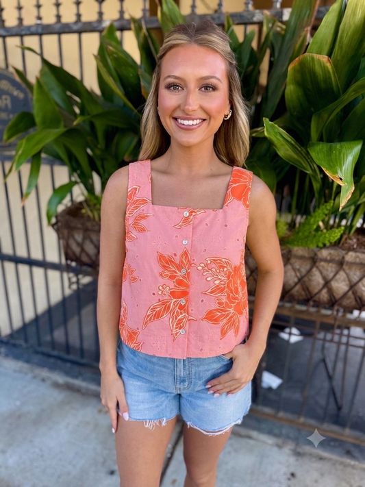 Sophia Botanical Top- Pink