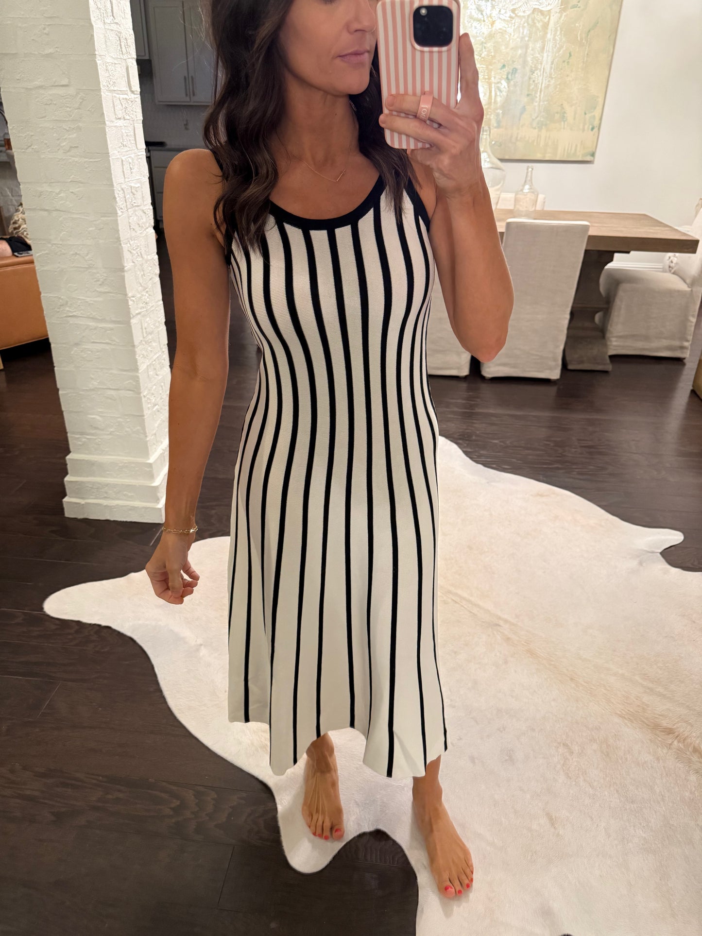 Vertical Stripe Maxi Dress- Black & White