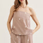 Polka Dot Strapless Top- Mocha