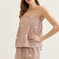 Polka Dot Strapless Top- Mocha