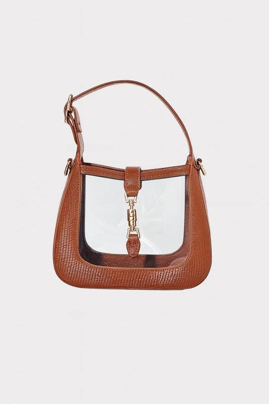 Paige Clear Bag- Saddle