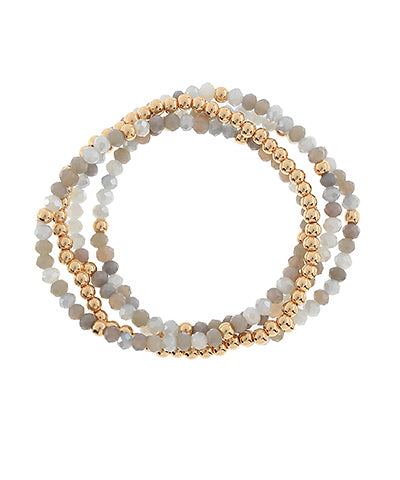 Olivia 4 Row Glass Bead Bracelet- Grey