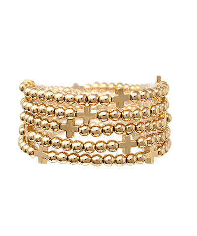 Longo 5 Row Cross Bracelets- Gold