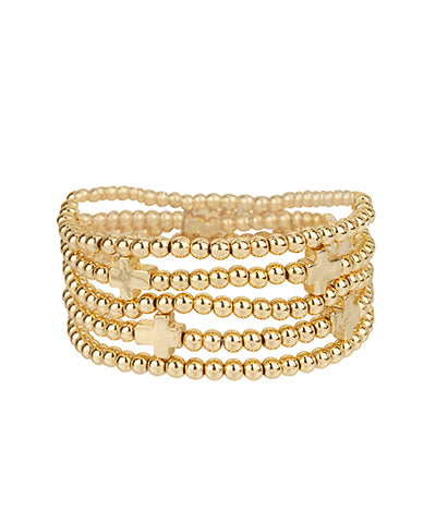 Brandi 5 Row Cross Bracelets- Gold