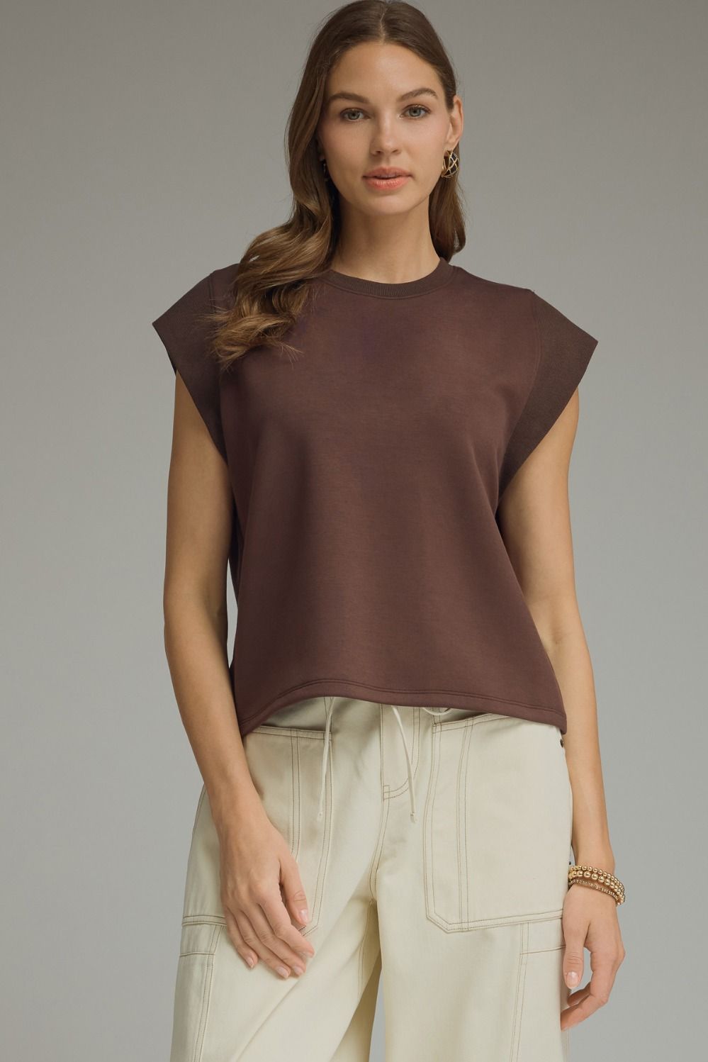 Campo Cap Sleeve Top- Brown