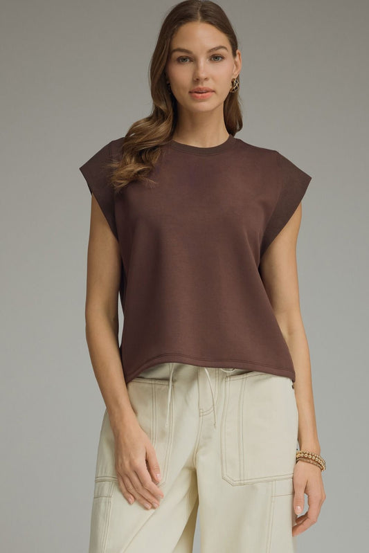 Campo Cap Sleeve Top- Brown