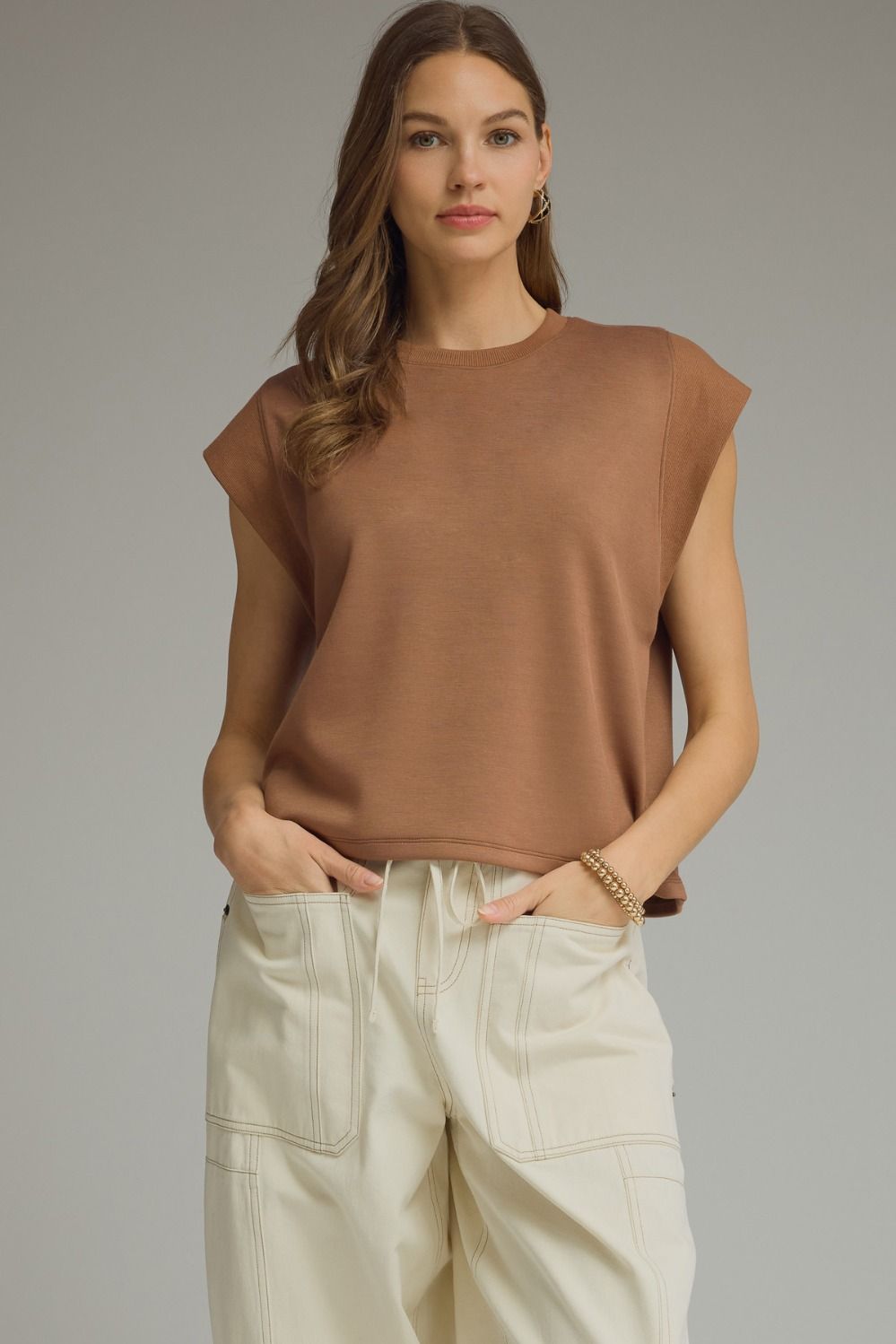 Campo Cap Sleeve Top- Mocha