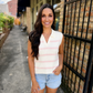 Collared Striped Polo Vest- Pink/Ivory