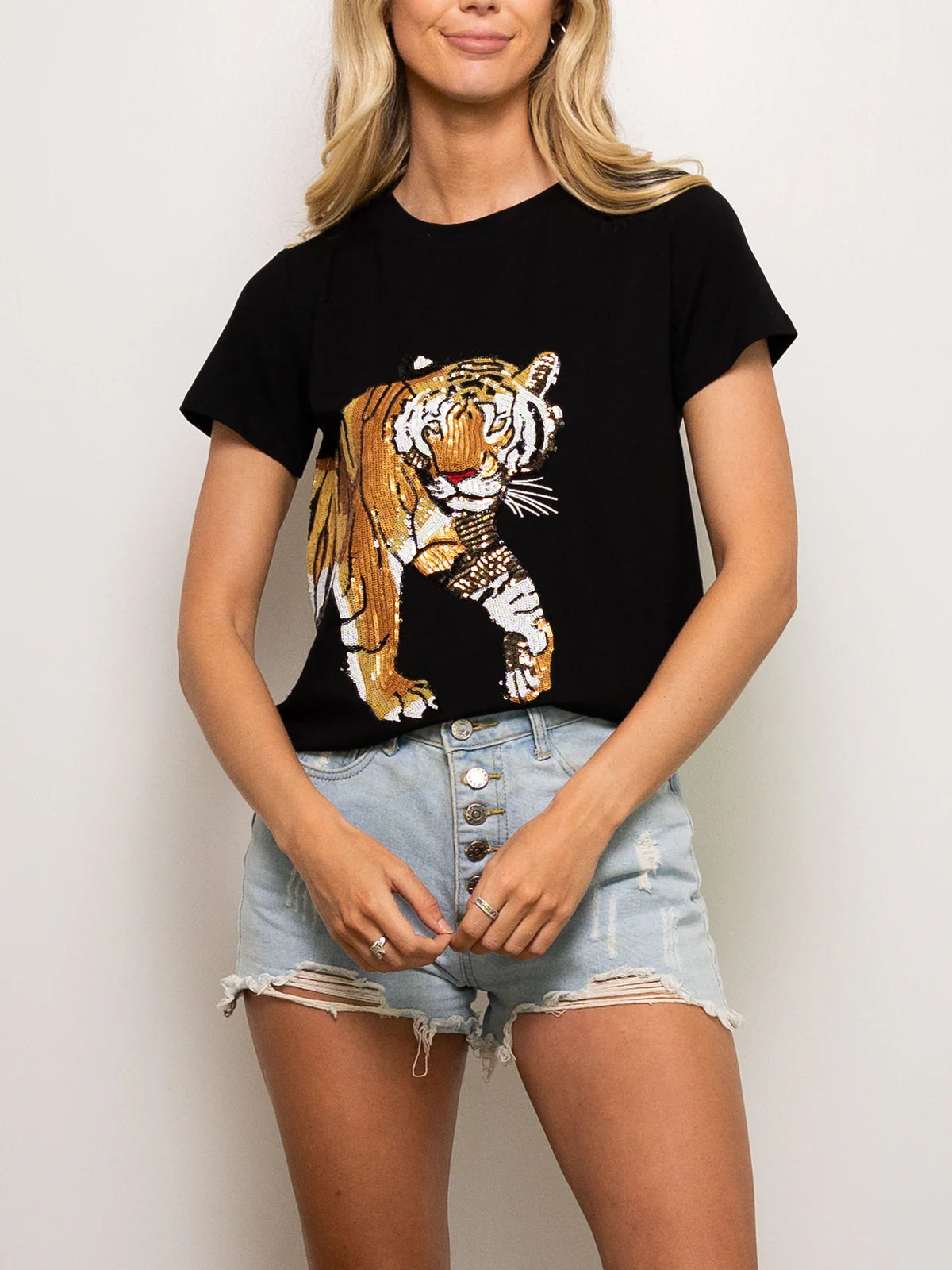 Tiger Wrap Around Tee- Black