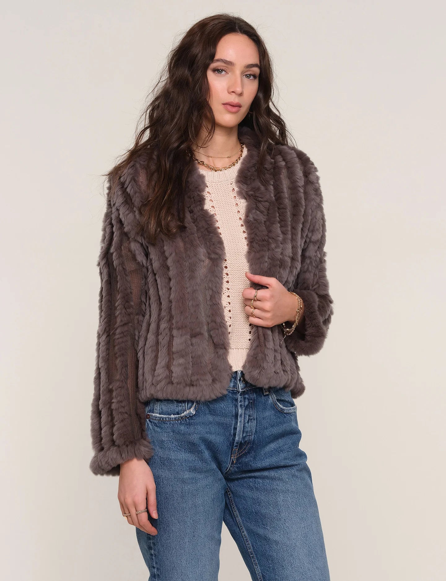 Rosa Fur Jacket- Mushroom