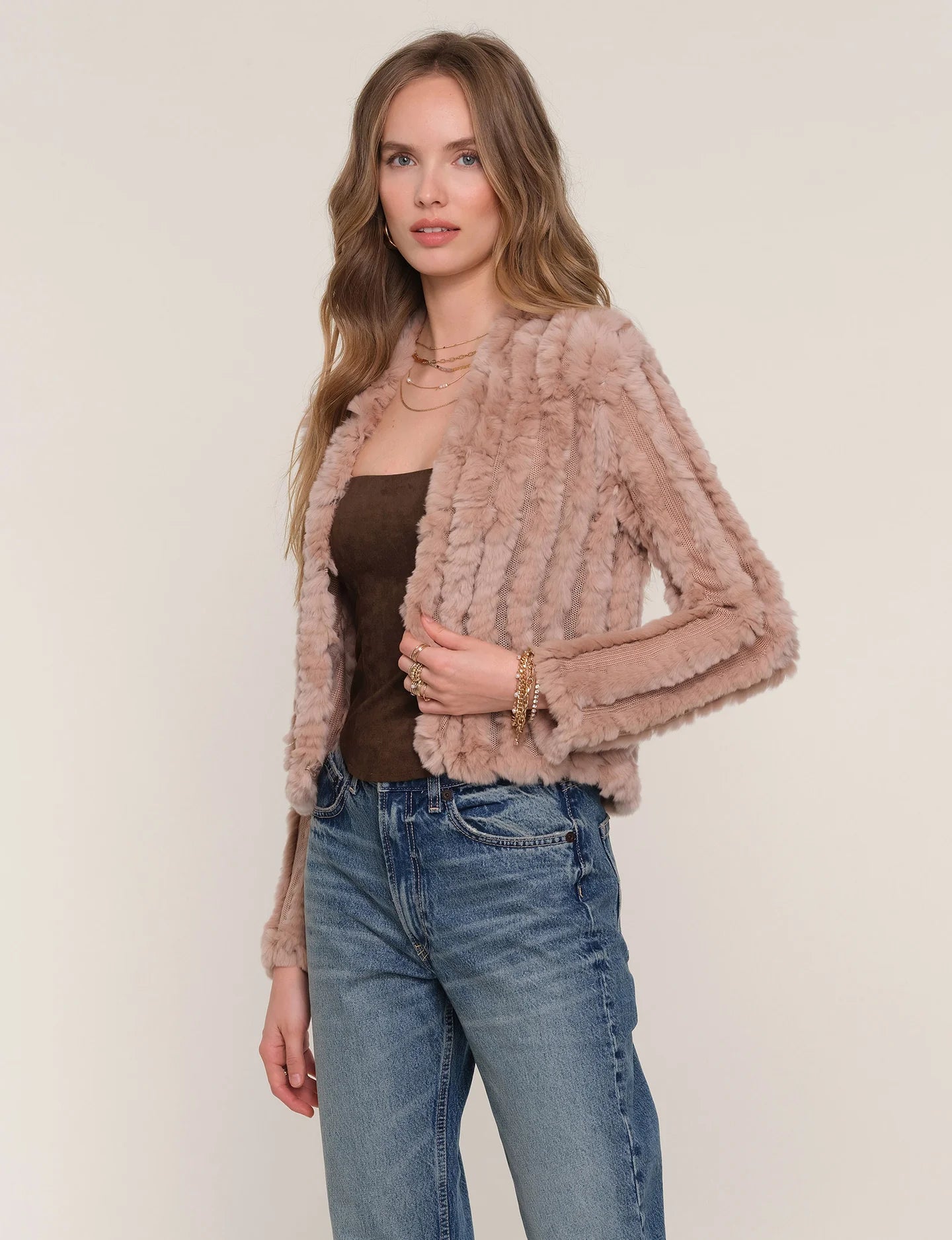 Rosa Fur Jacket- Biscuit
