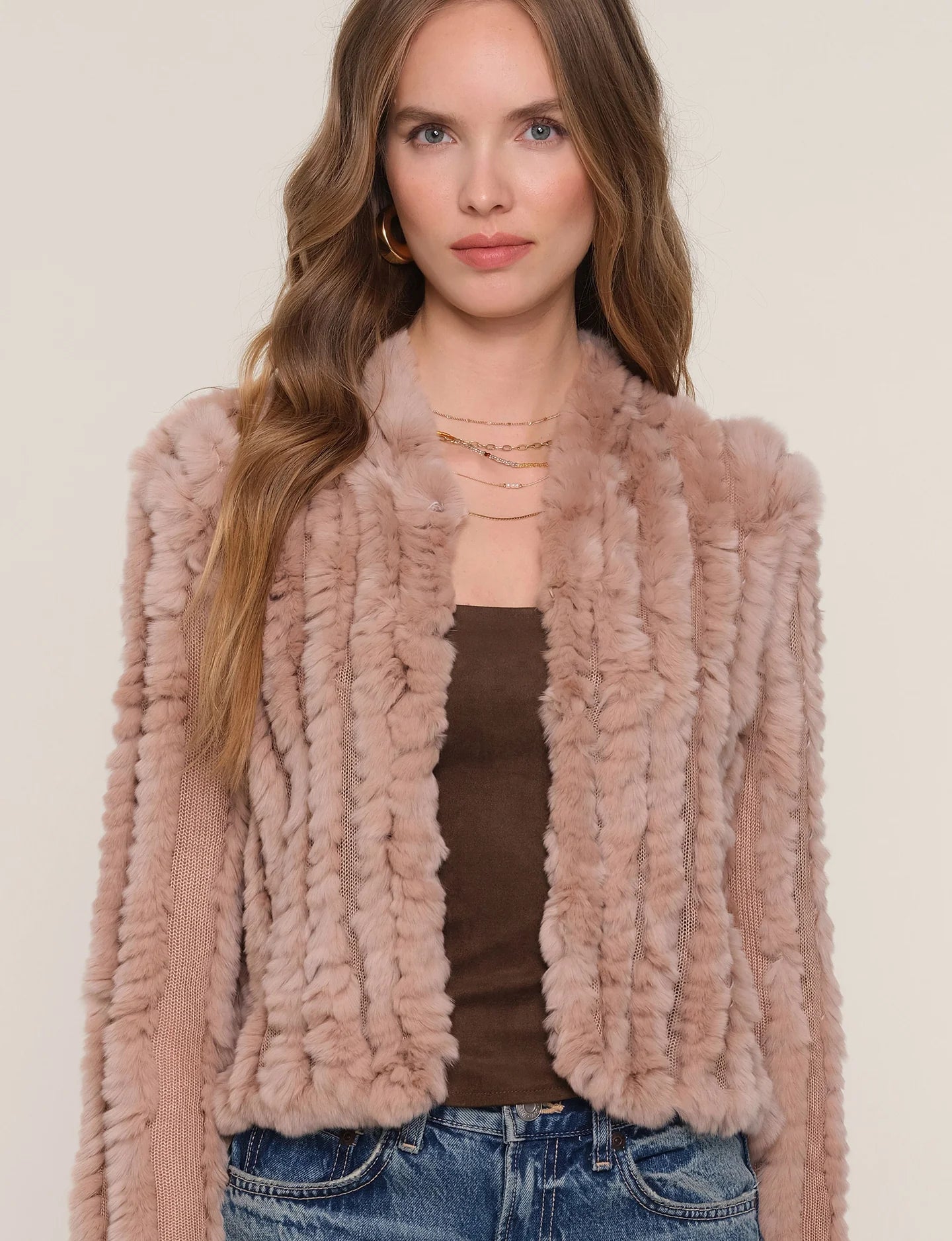 Rosa Fur Jacket- Biscuit