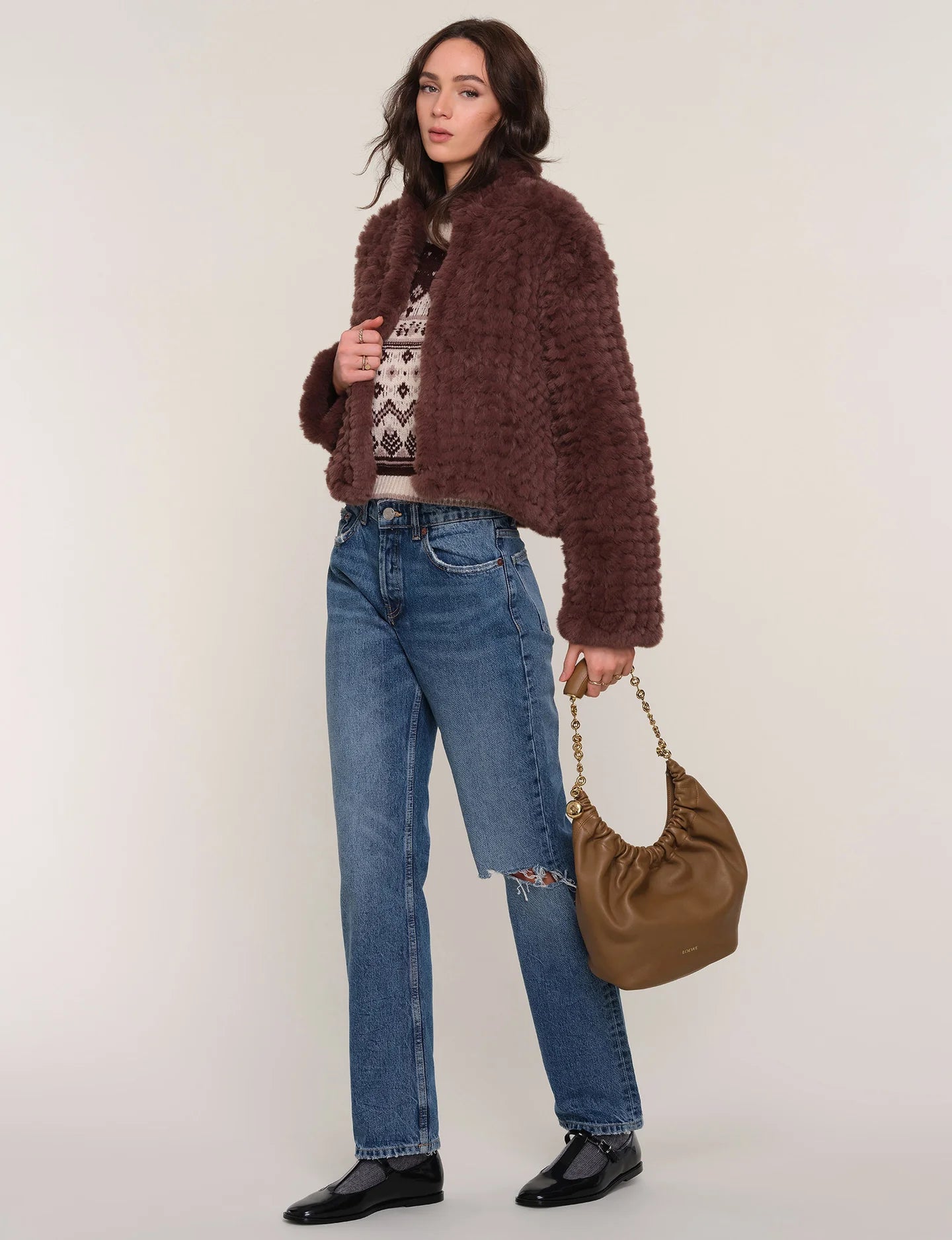 Deline Faux Fur Jacket- Mocha