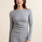 Page Turner Ruched Top- Gray