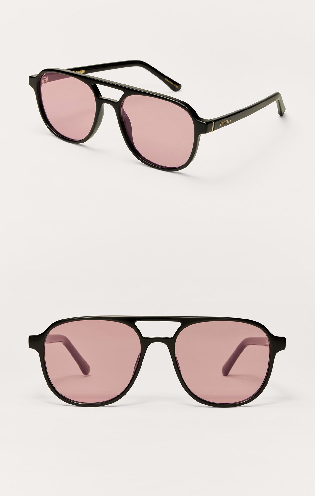 Sunglasses- Z Supply Tourist Polished Black/Pink