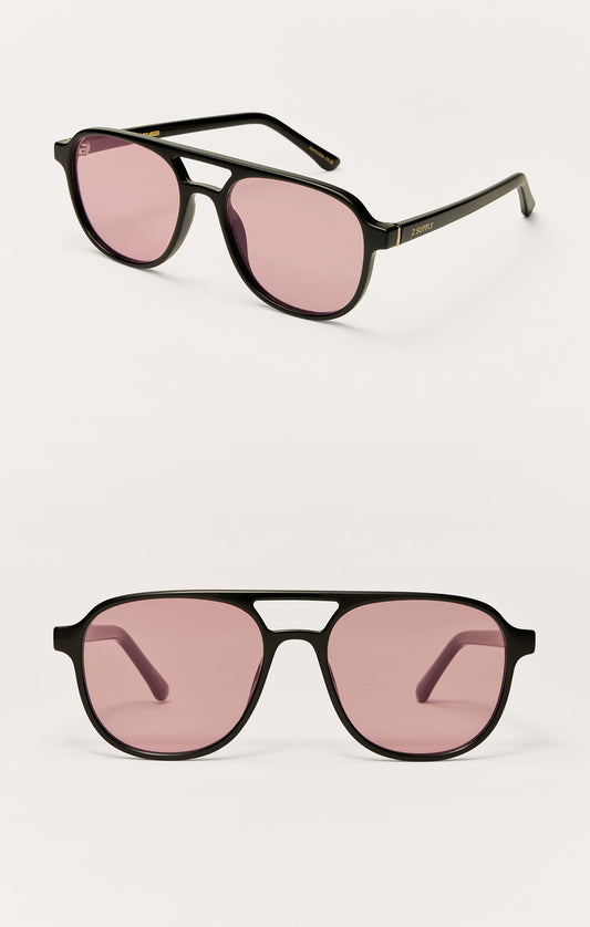 Sunglasses- Z Supply Tourist Polished Black/Pink