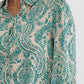 Paisley Button Up Blouse- Emerald Green