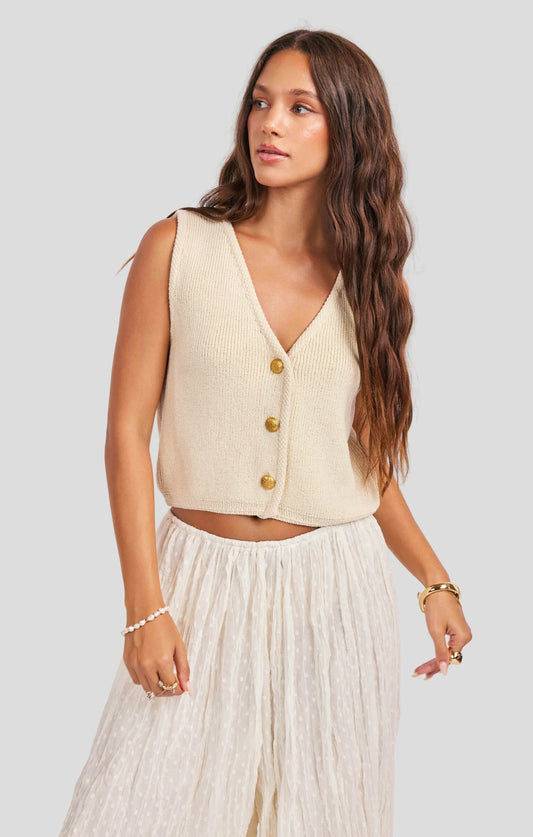 Seven Seas Sweater Vest- Cream