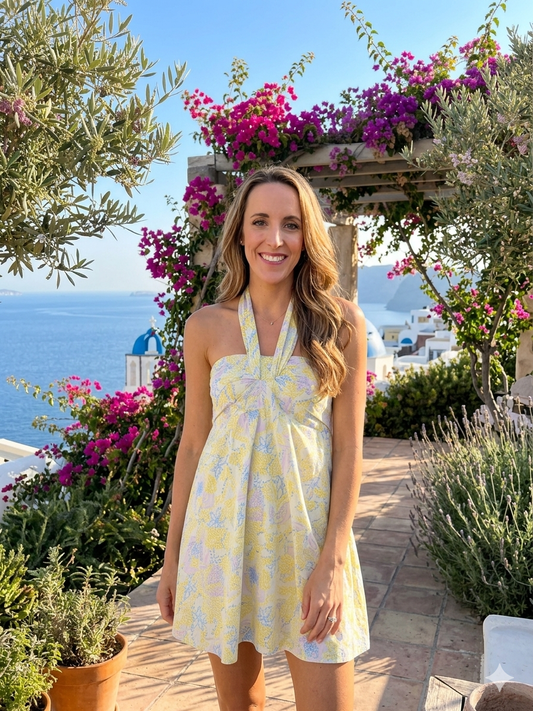 Lemon Breeze Halter Dress