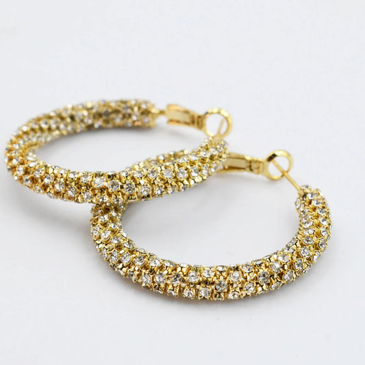 Chic Crystal Hoop- Gold