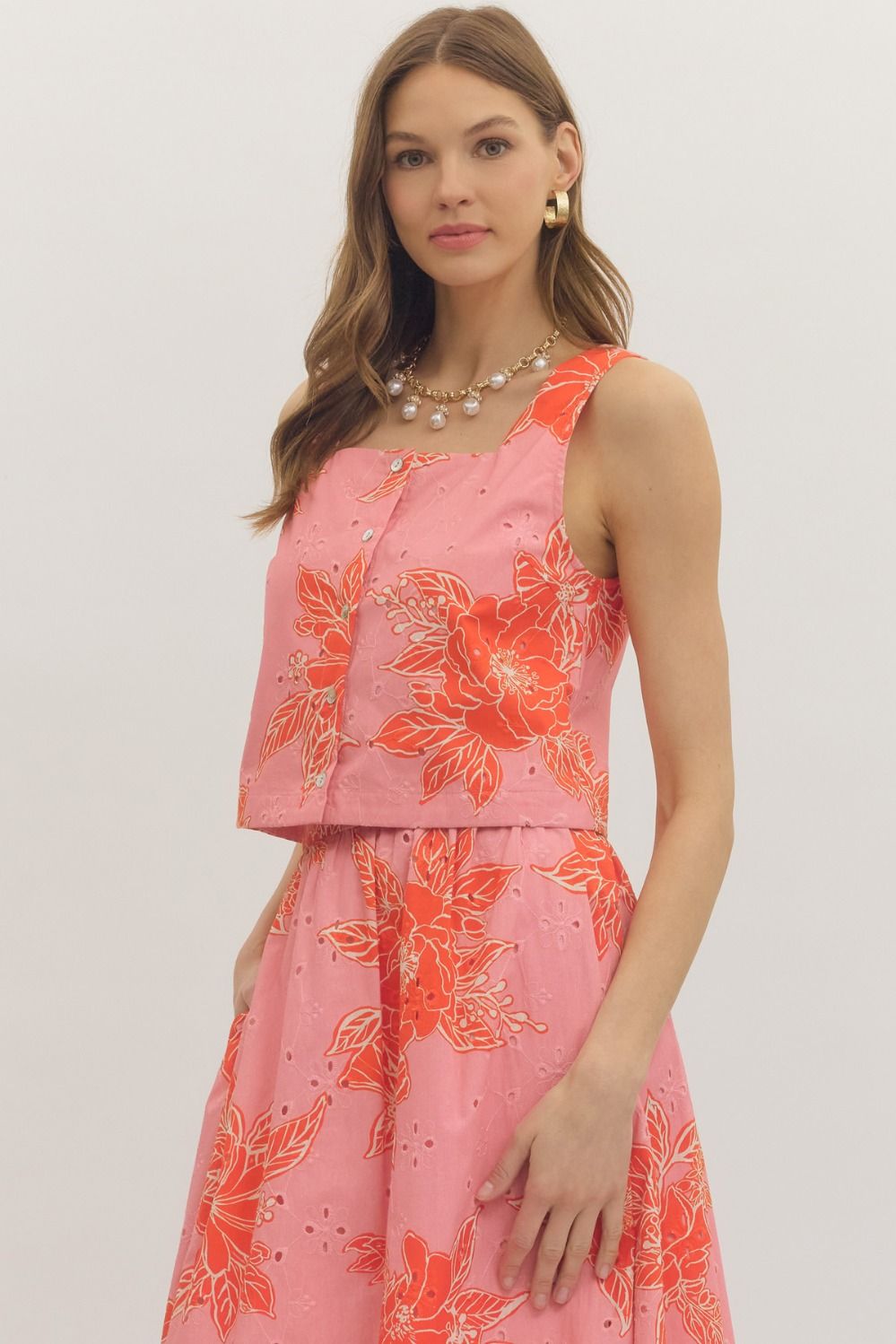 Sophia Botanical Top- Pink