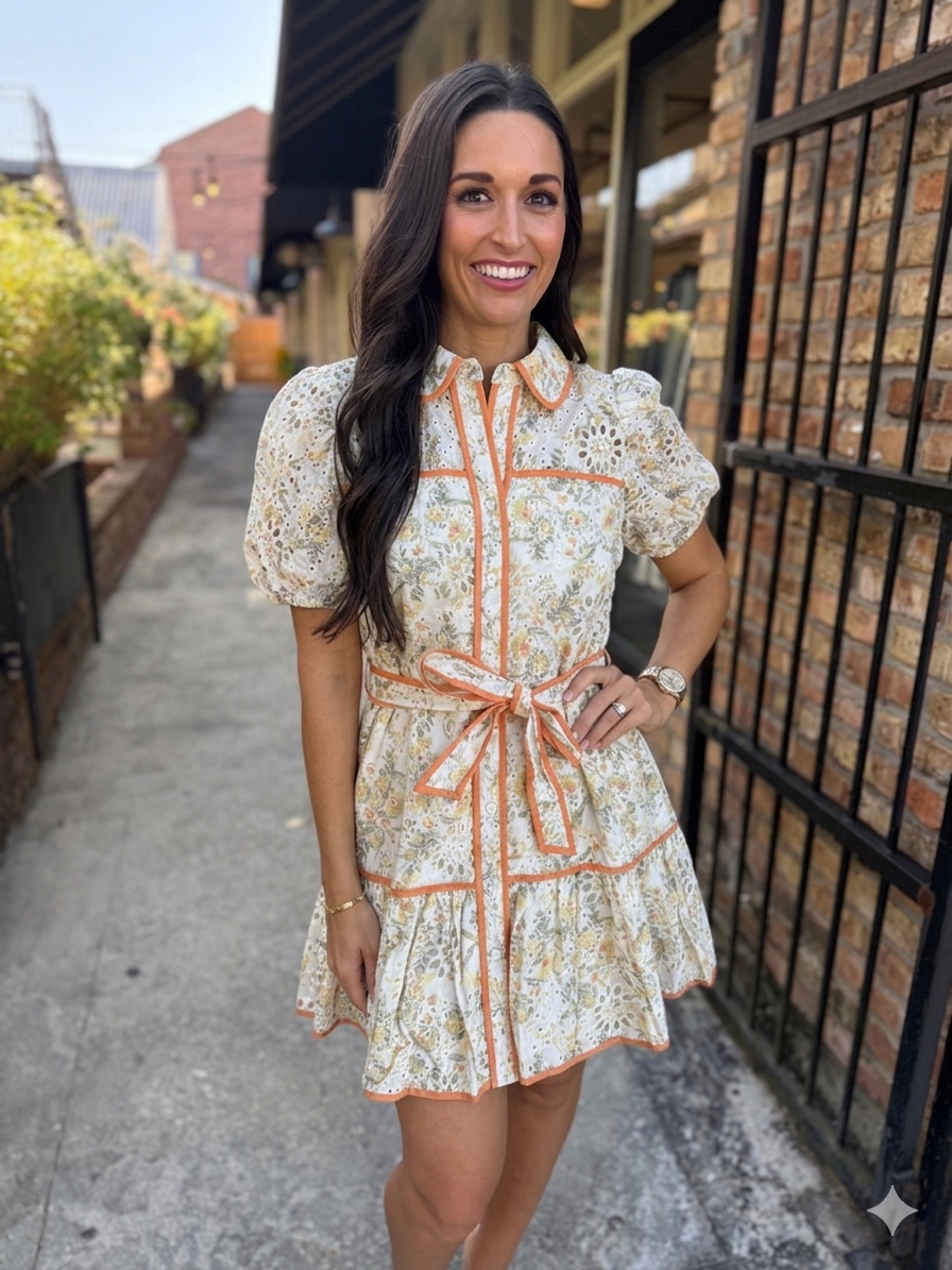 Voekel Floral Dress- Gold Combo