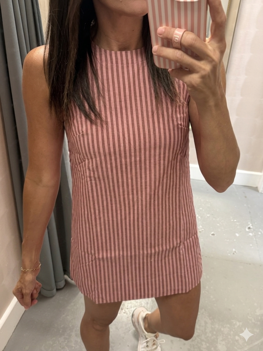 Lisa Stripe Shift Dress- Peach Stripe