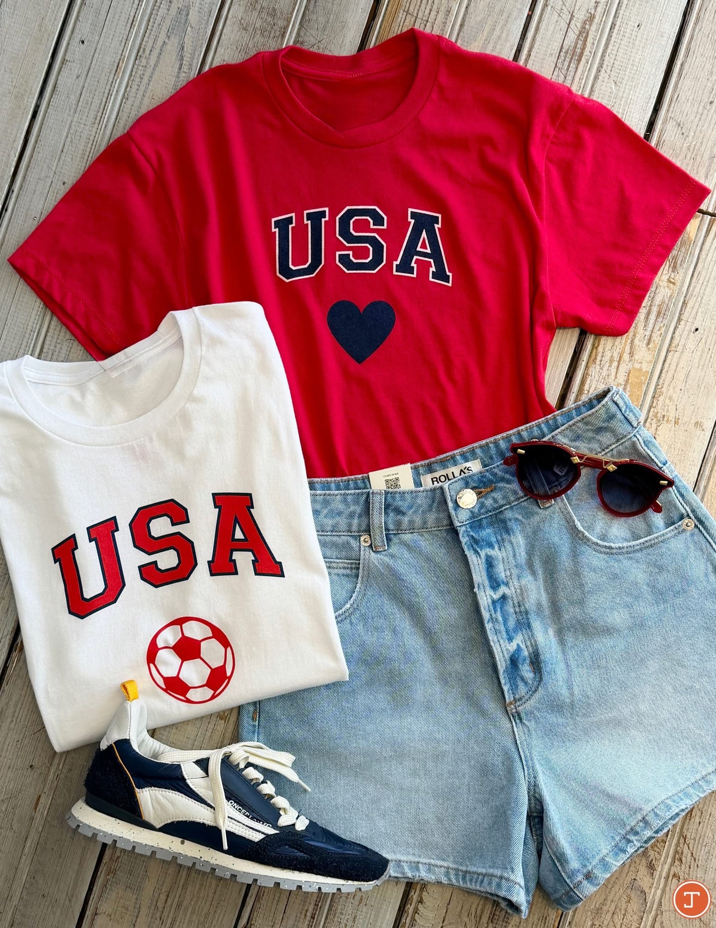 USA Heart Top- Red