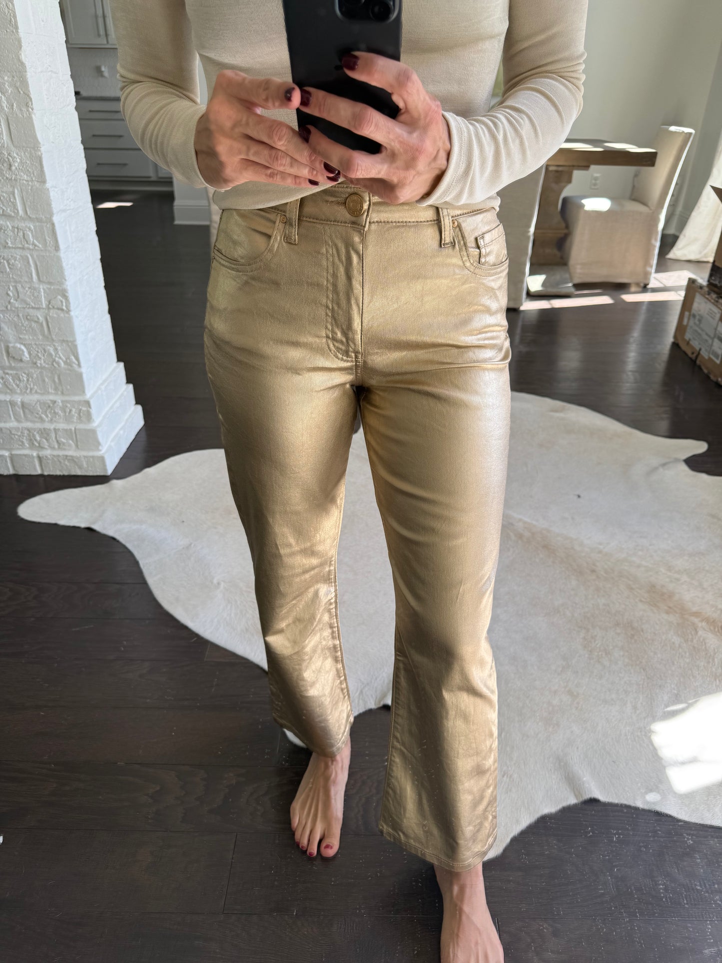 Charlotte (Gold) HR Wide Leg Denim- Gold