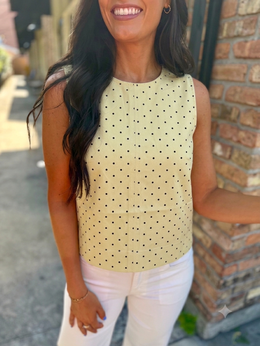 Luna Polka Dot Top- Dessert Yellow