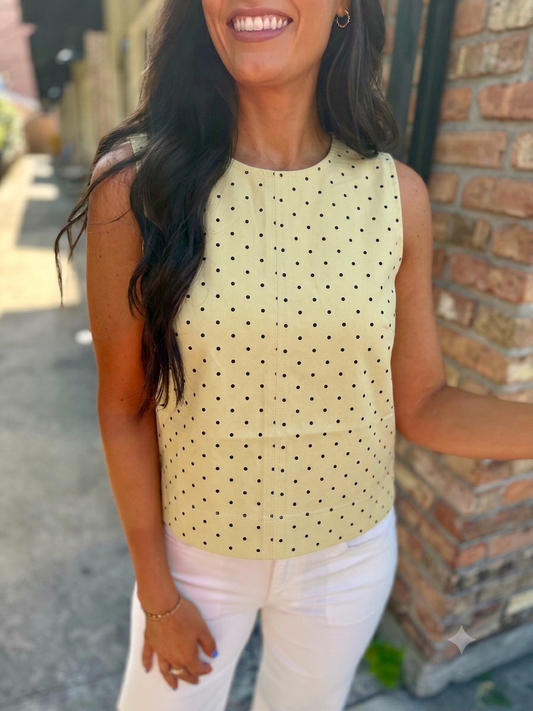 Luna Polka Dot Top- Dessert Yellow