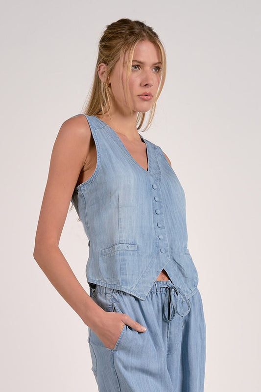 Wendy Denim Vest- Blue
