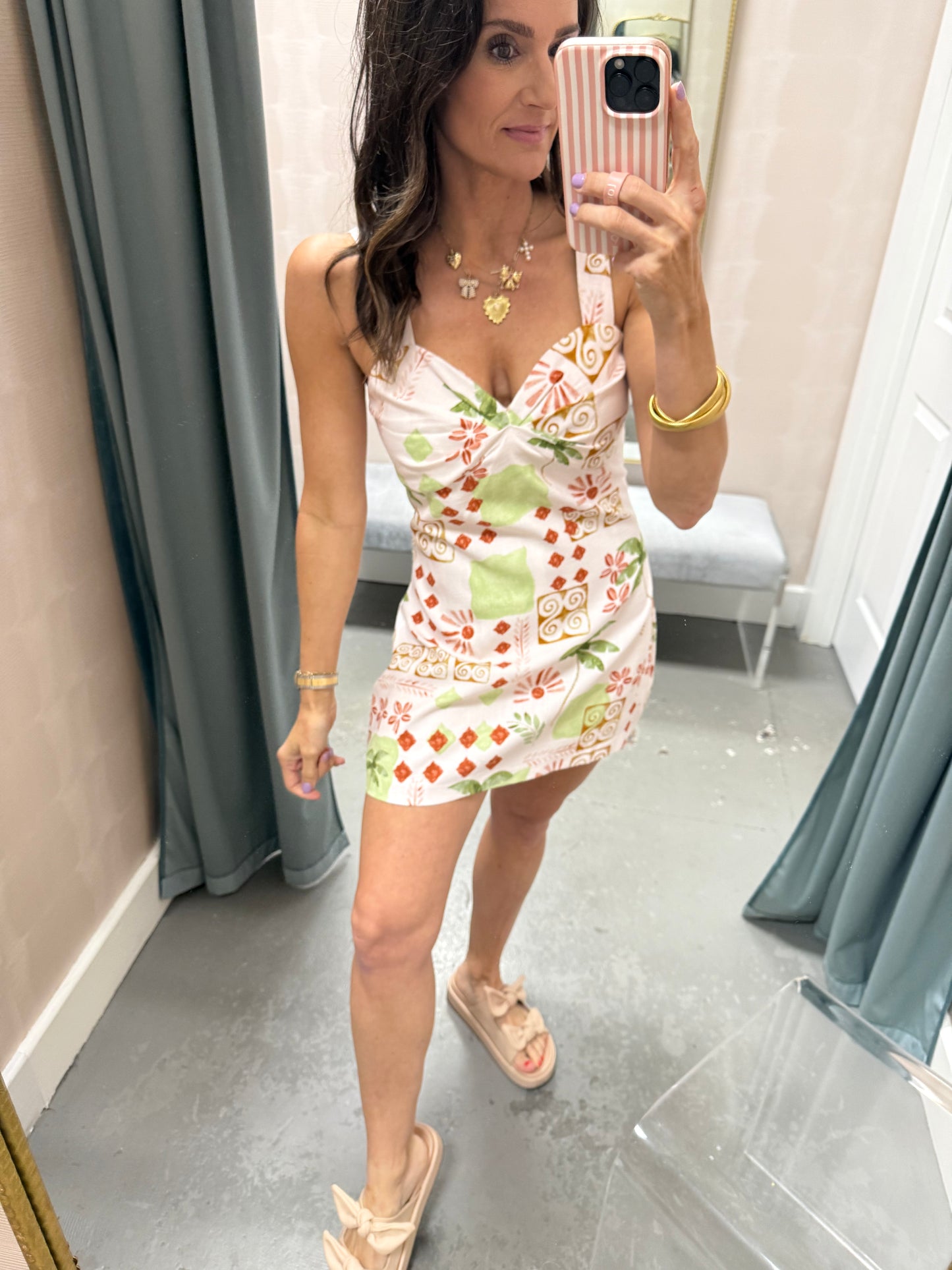 Alba Romper Dress Romper- Vintage Print