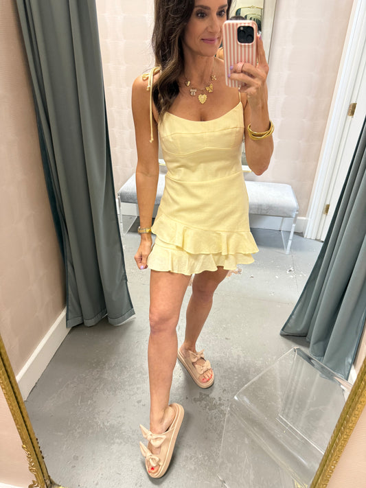 Callahan Romper Dress- Lemon Butter